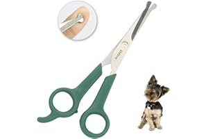 Chi-buy Pet Grooming Scissors for Dogs and Cats, with Safe Round Tips, Stainless Steel Dog Eye Cutting Scissors, Home Professional Pets Grooming Tool (Green)