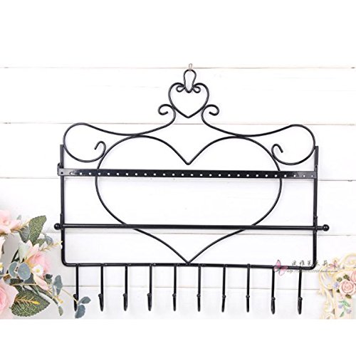 Multi-functional CrazySell soporte de pared en forma de corazón Metal de joyería pendientes collar pulsera expositor estantería para equipamiento