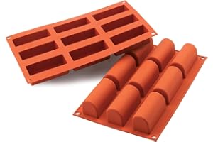 silikomart | SF130 Moule en silicone pour MIDI BÛCHE Monoportions, antiadhésif, 9 Monoportions, Lot de 1 Moule à gâteau, 84 x 32 mm, h 35 mm, Made in Italy, Terre Cuite