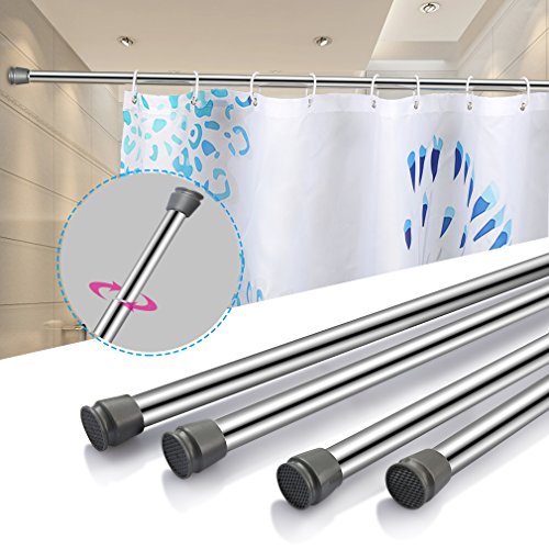 AuraLum® 140-250cm Verstellbare Duschvorhangstange Spannstange aus Aluminium Silber Teleskop Duschstange Teleskopstange Dusche Stange ohne Bohren (Durchmesser: ca. 2,2cm)