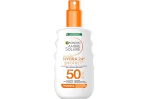 ‎GARNIER Garnier Ambre Solaire Hydra Protect+ 24h LSF 50 Sonnenschutz-Spray, Schutz vor UVA und UVB, mit Vitamin E, 150 ml