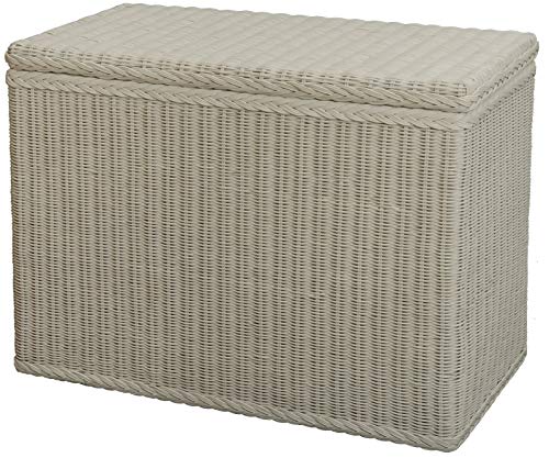 korb.outlet Wäschesortierer aus Echtem Rattan mit 3 Fächern/Wäschesammler in der Farbe Weiss