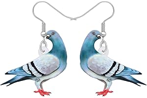 RAIDIN Acrylic Colorful Pigeon Dove Bird Dangle Drop Earrings for Women Girls Cute Animal Bird Hypoallergenic Hook Earrings Jewellery Gifts for Mom Party Charms