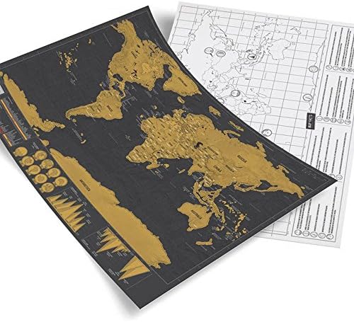 Home Decor Deluxe Scratch Map Personalized Black Golden World Map Travel Journal World Map Wallpaper Wall, Best Gift For Travelers &amp; Office Decoration