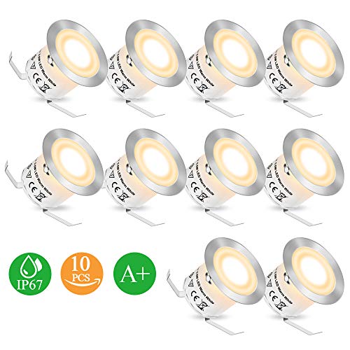 Preisvergleich Produktbild Bodeneinbaustrahler LED - Einbaustrahler 10PCS Terrassenbeleuchtung Bodeneinbauleuchte CroLED IP67 32mm Deckenstrahler Terrassen 50000+ Stunden[Energieklasse A+]