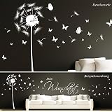 Wandtattoo Loft Wandaufkleber Pusteblume Schmetterling mit Ihrem Wunschtext/ bis zu 15 Wörter frei wählbar / 54 Farben / 3 Größen / dunkelgrau / 1,14 m Höhe x 3,59 m Breite - 4