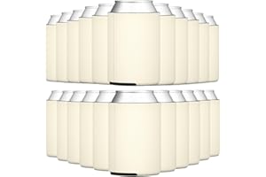 G7 POWER TahoeBay Blank Beer Can Coolers (25-Pack) Plain Bulk Collapsible Foam Soda Cover Coolies, Personalized Sublimation Sleeves for Weddings, Bachelorette Parties, HTV Projects (Light Champagne)