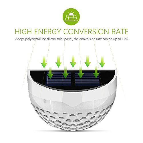 Topop 6 LED Solarleuchte solarleuchten Wasserdicht Gartenleuchte, Solar Außenleuchte, Wandleuchte fürGarten, Zaun, Garten, Garten Deko, Garage, Treppe usw.-4 Stück Weiß - 2