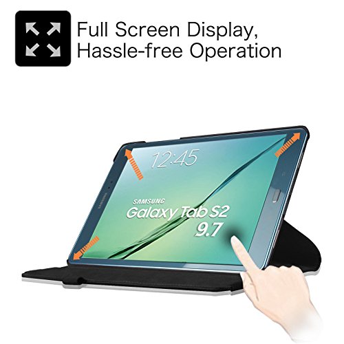 Fintie Samsung Galaxy Tab S2 9.7 Hülle – 360° drehbarer Stand Kunstleder Schutzhülle Case CoverTasche mit Ständerfunktion Auto Schlaf / Wach für Samsung Galaxy Tab S2 T810N / T815N / T813N / T819N 24,6 cm (9,7 Zoll) Tablet, Schwarz - 5
