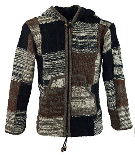 Guru-Shop Patchwork Strickjacke Wolljacke Nepaljacke, Damen, Braun, Size:M (38), Jacken, Ponchos Alternative Bekleidung