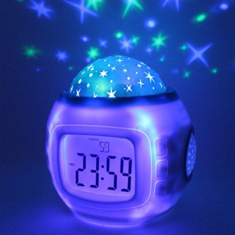 LED Sternenhimmel Kinderwecker mit Sternenhimmel Kalender Thermometer Wecker - 2