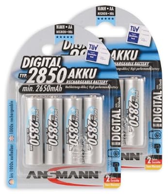 Ansmann Piles Réchargeables NiMH AA/HR06 (Mignon) Professional Type AA 2850mAh (min. 2650mAh) 8 Piles