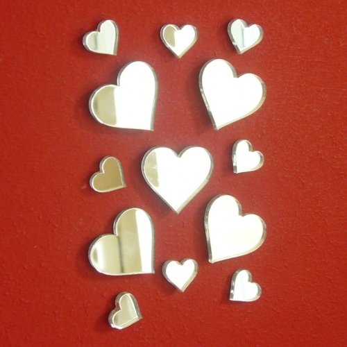 Herzspiegel, Bündel Herzen, 1 x 28 cm, 1 x 30,5 cm, 5 x Stück 4 cm, 8 x 2 cm, Herzen - 3