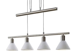 Lindby Hängelampe 4 flammig, höhenverstellbar Esstisch Pendelleuchte Glas Metall Hängeleuchte für Esszimmer Wohnzimmer Balkenpendelleuchte Glasleuchte