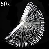TRIXES 50 False Nail Art Tips Sticks Display Fan Board Polish Practice Clear