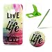 Produktbild HTC One M9 Hülle Silikon Schutzhülle Tasche Case,HTC One M9 Weiches Silikon TPU Gel Bumper Case Etui Schale Cover Skin,Herzzer Modisch Hochwertig Ultra Dünn Slim Thin Bunt Handytasche Mit [Lebe das Leben,das Du liebst Muster] Guter Schutz Kratzfest Flexibel Leicht Gummi Rubber Jelly Soft Protective Stabil Handyhülle Schutztasche Back Cover Case Shell für HTC One M9 + 1 x Frei Grün Handy Halterung Ständer + 1 x Frei Grün Touch Pen Stift Stylus