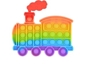 Ranzah Pop Fidget Toy Train Push Pop Bubble Sensory Kids And Adults Travel Poppet Toy Squishy Toy For Gifts & Parties ADHD Stress & Anxiety Relief Toy Squeeze Toddler Toy (Train)