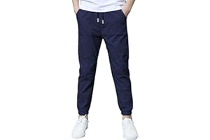 YiZYiF Enfant Garçon Pantalon de Cargo Multi-Poches Casual Taille Élastiquée Jogging Pantalon de Sport Danse Hip-hop Running Pantalon pour Hiver 5-14 Ans