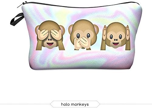 Smallbox 3D Printed Funny Pattern Cute Smart pig Series Cosmetic Travel Bag (emoji monkeys)