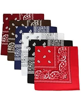 3er 6er, 9er oder 12 Pack Bandanas mit original Paisley Muster | Farbe nach Wahl