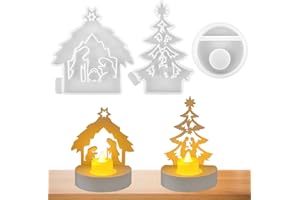 AUGESAK 3 Pcs Stampi in Silicone per Colata Presepe, Stampi in Silicone Gesso 3D, Stampo Gesso Presepe per Colata Per Candele Fai da Te Presepe Decorazione Della Casa
