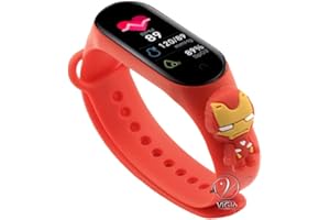 ViGiò Orologio smartwatch bambini super eroi, orologio sport bambini, impermeabile, contapassi, monitor sonno, ricaricabile, utilizzo social, rispondere e effettuare chiamate, cambio tema (rosso)