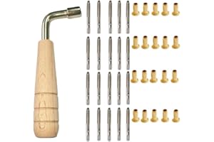 GYWHOOFT Chiave per Accordatura del Pianoforte,Set di chiodi e rivetti per accordatura per arpa lira, 20 chiodi per accordatura e 20 rivetti con chiave per accordatura a forma di L