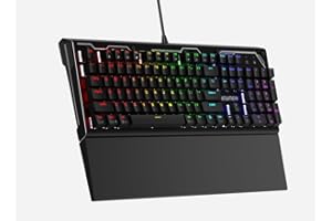 NEWMEN GM101 Mechanical Gaming Keyboard(Red Switches),Wired RGB Backlit Hot Swappable Keyboard with Foldable Wrist Rest,Anti-Ghosting Ergonomic Mechanical Keyboards for PC/Mac/Win,QWERTY Layout,Black