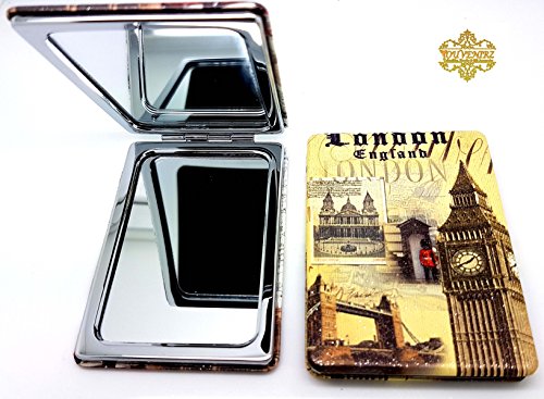 Classic London Souvenir Taschenspiegel Collectible British Souvenir. Speicher/MEMORIA. Distressed. Eine unvergessliche London, England Souvenir. Miroir/Spiegel/Specchio/Espejo. Union Jack London Eye Tower Bridge Big Ben London Bus Telephone Post Box etc. Damen Geldbörse Spiegel Make Up Spiegel Sidebag Spiegel Handtasche Spiegel British Souvenirs Spiegel Kompakt. - 4