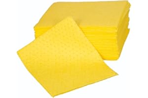 BEARTOOLS Chemical Absorbent Pads - Absorb Agressive Chemicals, Acids, Alkalis - Spill Control Sheets - 50cm x 40cm, 100 Sheets, Sonic Bonded Core with Spun Bound Top Layer, Yellow - Indoor/Outdoor Use