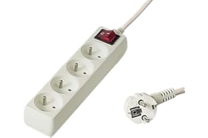 PremiumCord Multiprise avec Interrupteur Secteur 2m, 4 Prises, Rallonge 230V, 4 Prises Françaises Tournées à 45°, Multiprise de Qualité avec Sécurité Enfant, Couleur Blanc