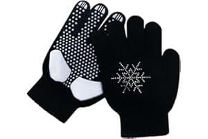 Hovershoes Gants de Patinage Artistique Gants de Patinage sur Glace Gants Antidérapants avec Strass Flocons de Neige pour Compétition Entraînement Mitaine Chaude Hiver