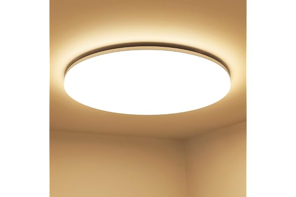 Lepro Plafonnier Salle de Bain LED 24W 2400lm Blanc Chaud 3000K Etanche IP54, Plafonnier Cuisine Rond Eclairage Lumineux Intérieur Extérieur Equivaut à Lampes Incandescences 200W (Φ28)