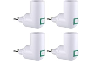 tlidfgeo E27 Lampenfassung mit Stecker Eu-Stecker E27 Sockel Adapter 180° Drehung E27 Adapter Steckdose E27 Lampenfassung Steckdose - 4 Stück