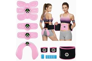 iWarmbase EMS Trainingsgerät, EMS Bauchmuskeltrainer Elektrisch,6 Modi & 19 Intensitäten EMS Bauchtrainer, Ganzkörper ABS/Bauch/Arm/Bein/Po Trainer