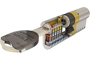 Tesa Assa Abloy, MK153535N, Cilindro de Alta Seguridad, TK100, Doble Embrague, Leva Corta, Llave - Llave, Niquelado, 35 x 35 mm