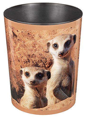 Läufer 26574 Motiv-Papierkorb Erdmännchen, 13L, rund, Kunststoff