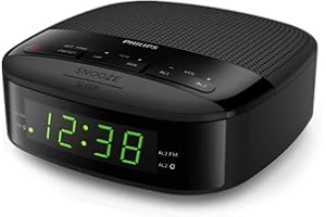 Philips Audio Radiobudzik FM (podwójny alarm, funkcja uśpienia, kompaktowa konstrukcja, radio cyfrowe FM, zabezpieczenie baterii) - 2020/2021 model TAR3205/12