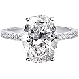 Aimys 925 Silver Elliptical Perfect Cutting 3ct CZ Engagement Rings for Women Cubic Zirconia Promise Halo Engagement Ring Solitaire Engagement Ring Size 6-10