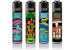 ‎DHOBIA Clipper Classic Large/Micro Feuerzeuge Verschiedene Motive Neue Serie 4er Set + DHB (Shrooms #5)
