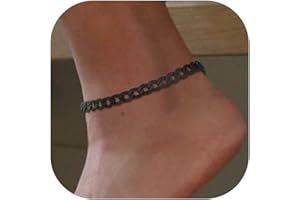 Richsteel Pulseras para Tobillo para Mujeres Hombres, Tobilleras de Cadenas Cubanas/Italianas/Espigas 21cm/23cm Largo +5cm Extensión, Joyero Incluido