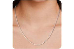 VEEDOFA Sterling Silver Box Chain Necklaces for Women - 2mm Thin Necklace Chain, Hypoallergenic Lightweight 925 Sterling Silver Plated Box Chains for Women, Jewellery for Gifts 16/18/20/22 inch