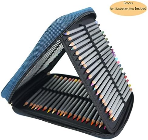 CREOOGO Large Capacity 120 Loops Travel Portable Pencils Case Dark Blue