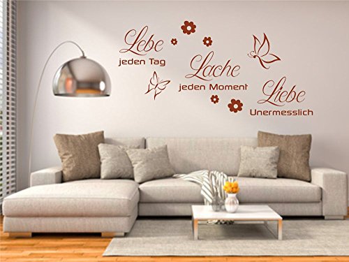 Wandtattoo Lebe Lache Liebe Schmetterling Blume Wohnzimmer Sprüche Zitat M2128 schwarz 120cm x 58cm - 2