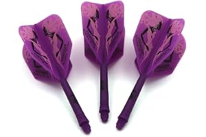 CUESOUL Rost Eje de dardo Integrado y Plumas estándar/lágrima de Pera/Forma Delgada con patrón Atractivo, Juego de 3 Piezas