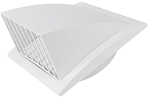 Vent Systems Rejilla de ventilación de 150 mm de diámetro, 190 x 190 mm, color blanco, con cubierta para la lluvia. Cubierta para ventilación interior y exterior. No contiene tornillos.