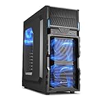Sharkoon VG5-W PC-Gehäuse (Schnellverschlüsse, 2x 120-mm-LED-Lüfter vorinstalliert, USB 3.0) blau