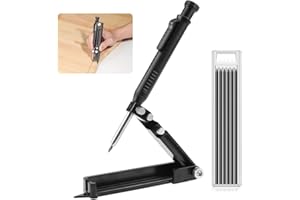 DXLing Outil De Tracage Multi Usages Outil de Traçage Avec Crayon à Trou Profond Crayon De Construction avec 6 Pcs Mines de crayon Usage pour Le Travail du Bois Outils De Scribe Traceur À Arc Linéaire