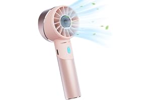 Lepwings Handventilator, Mini Ventilator USB aufladbar mit 4 Geschwindigkeiten, 16 Stunden lange Arbeitszeit, Klein tragbarer Ventilator für Reisen, Büro, Zuhause, Draußen - Hellrosa