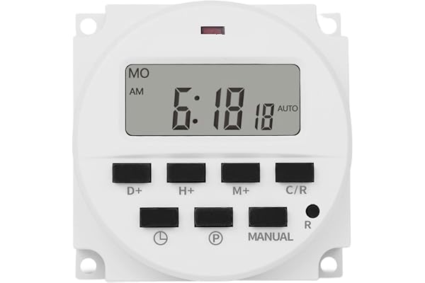 TM618H timerbrytare – programmerbar digital 7-dagars programmerbar timer med våt kontaktspänningsutgång (DC 12 V, 24 V, AC 110 V, 120 V, 220 V, 230 V) (12 V timer)
